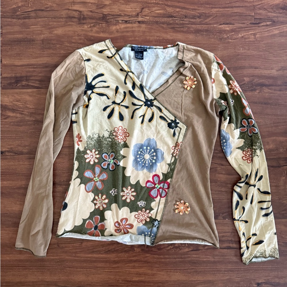 Floral Patchwork Long Sleeve Top